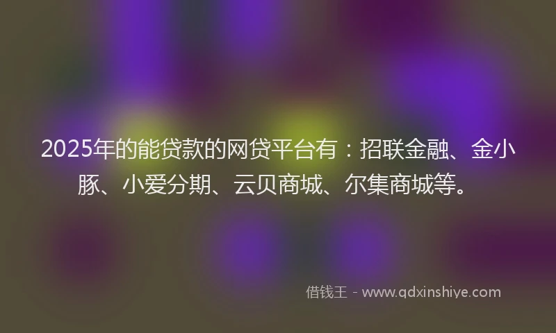 2025年的能贷款的网贷平台有：招联金融、金小豚、小爱分期、云贝商城、尔集商城等。