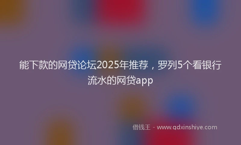 能下款的网贷论坛2025年推荐，罗列5个看银行流水的网贷app