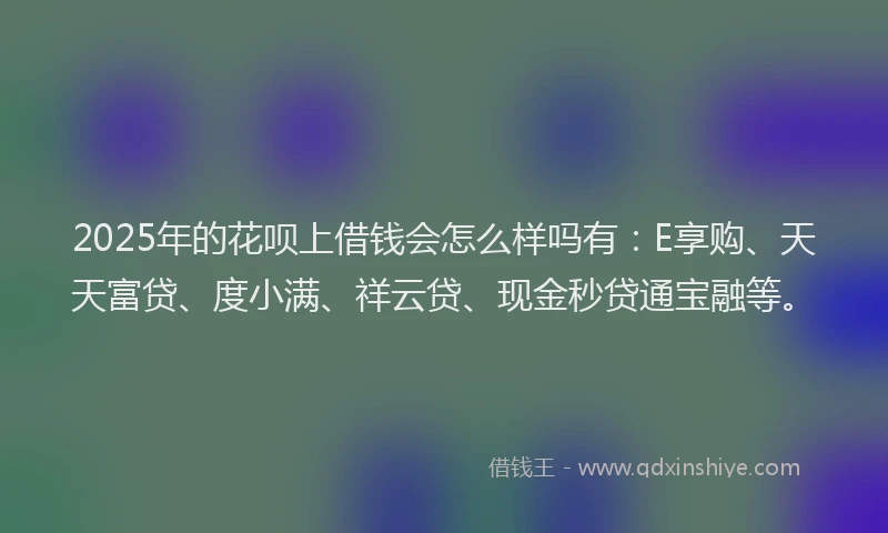 2025年的花呗上借钱会怎么样吗有：E享购、天天富贷、度小满、祥云贷、现金秒贷通宝融等。