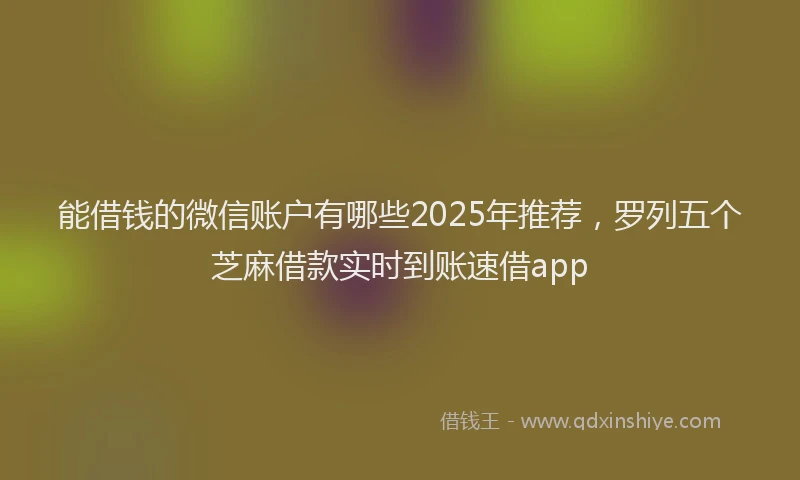 能借钱的微信账户有哪些2025年推荐，罗列五个芝麻借款实时到账速借app