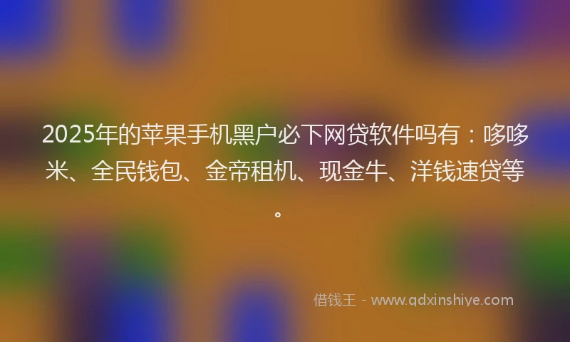 2025年的苹果手机黑户必下网贷软件吗有：哆哆米、全民钱包、金帝租机、现金牛、洋钱速贷等。