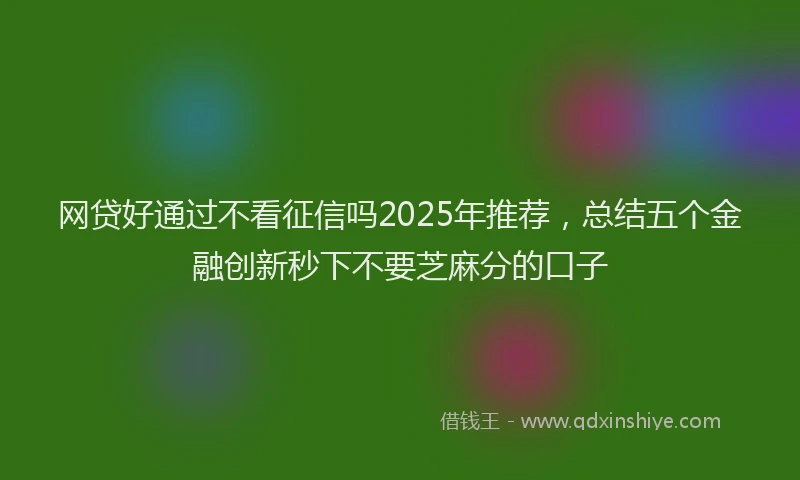网贷好通过不看征信吗2025年推荐，总结五个金融创新秒下不要芝麻分的口子