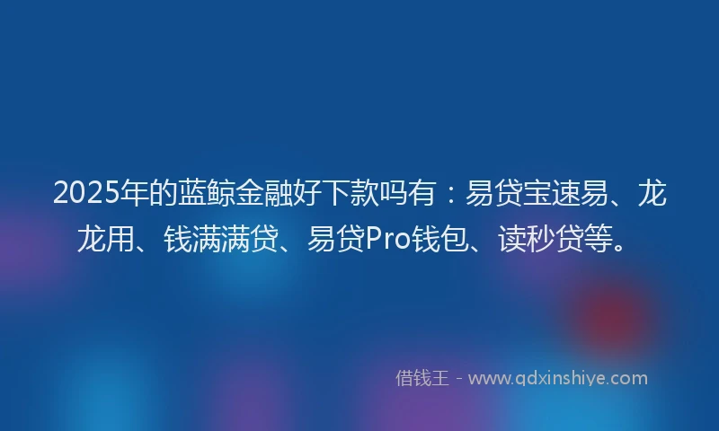 2025年的蓝鲸金融好下款吗有：易贷宝速易、龙龙用、钱满满贷、易贷Pro钱包、读秒贷等。