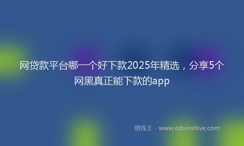 网贷款平台哪一个好下款2025年精选，分享5个网黑真正能下款的app