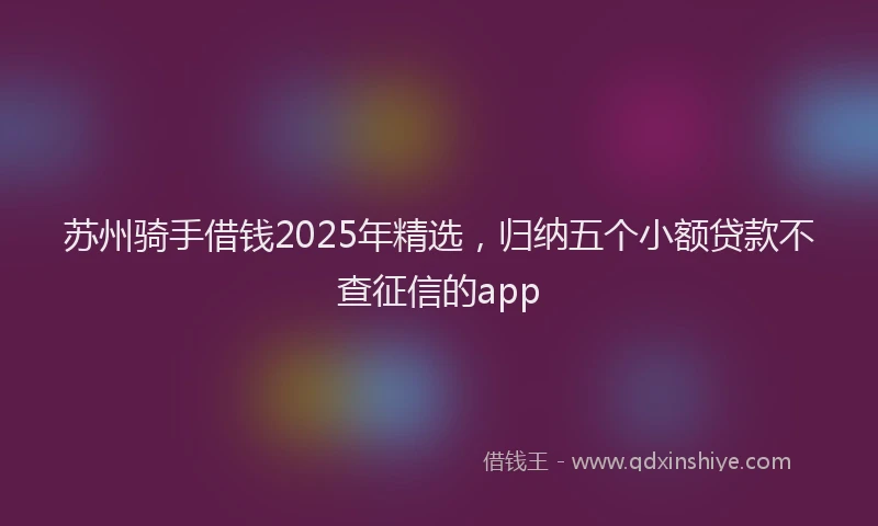 苏州骑手借钱2025年精选，归纳五个小额贷款不查征信的app