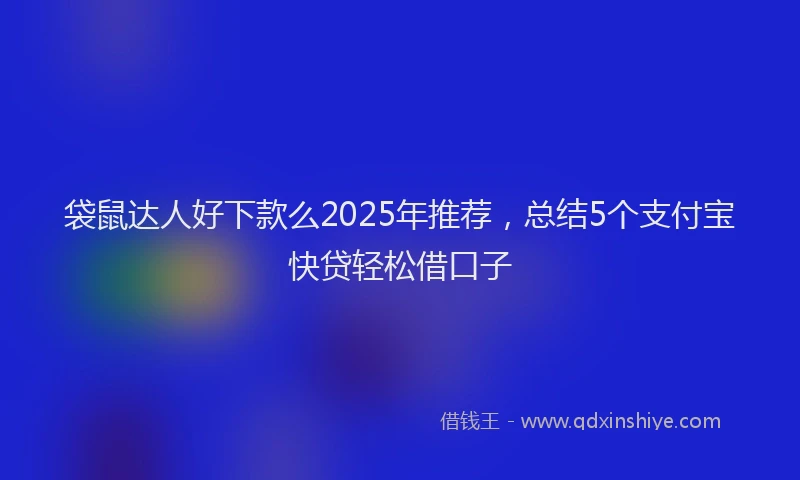 袋鼠达人好下款么2025年推荐，总结5个支付宝快贷轻松借口子