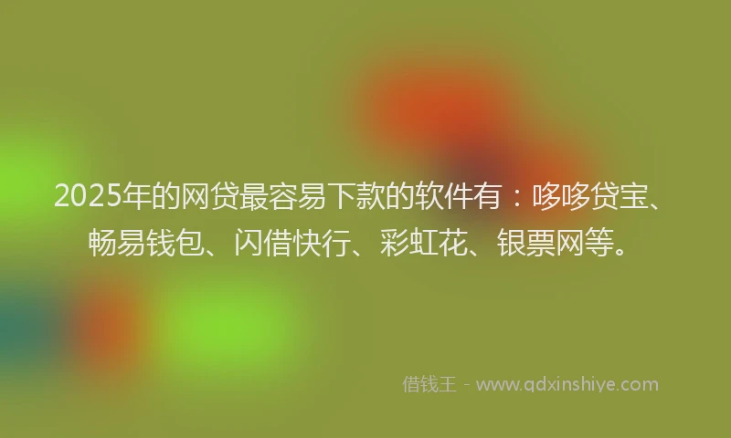 2025年的网贷最容易下款的软件有：哆哆贷宝、畅易钱包、闪借快行、彩虹花、银票网等。