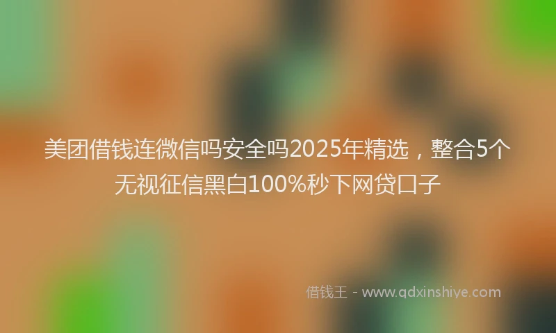 美团借钱连微信吗安全吗2025年精选，整合5个无视征信黑白100%秒下网贷口子