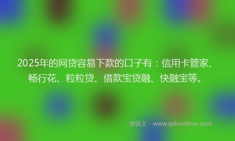 2025年的网贷容易下款的口子有：信用卡管家、畅行花、粒粒贷、借款宝贷融、快融宝等。
