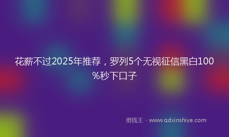 花薪不过2025年推荐，罗列5个无视征信黑白100%秒下口子