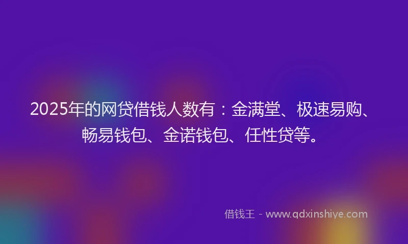 2025年的网贷借钱人数有：金满堂、极速易购、畅易钱包、金诺钱包、任性贷等。