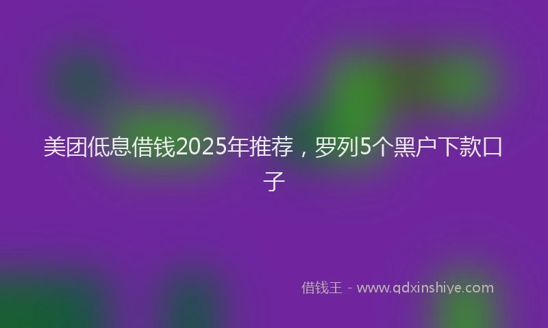 美团低息借钱2025年推荐，罗列5个黑户下款口子