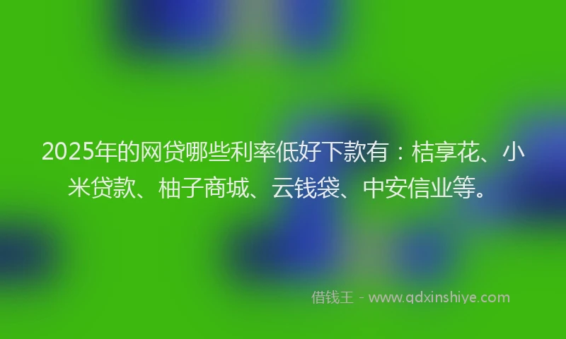 2025年的网贷哪些利率低好下款有：桔享花、小米贷款、柚子商城、云钱袋、中安信业等。