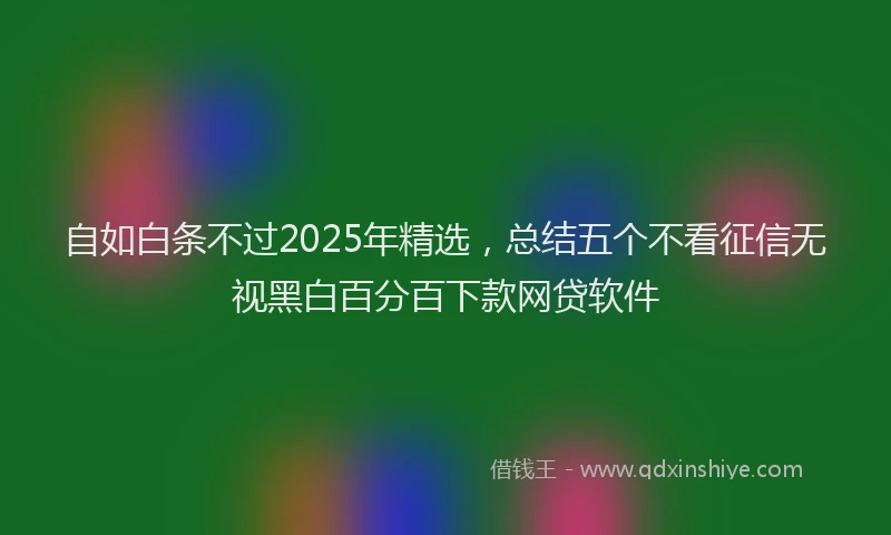 自如白条不过2025年精选，总结五个不看征信无视黑白百分百下款网贷软件
