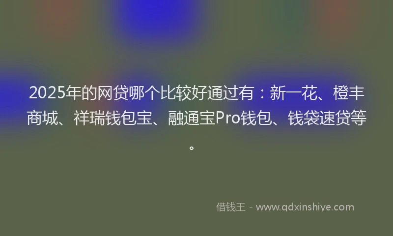 2025年的网贷哪个比较好通过有：新一花、橙丰商城、祥瑞钱包宝、融通宝Pro钱包、钱袋速贷等。