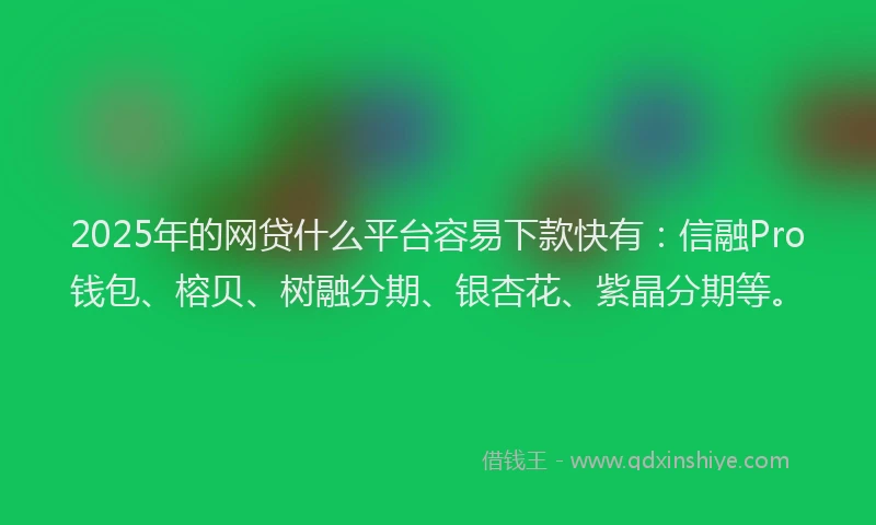 2025年的网贷什么平台容易下款快有：信融Pro钱包、榕贝、树融分期、银杏花、紫晶分期等。
