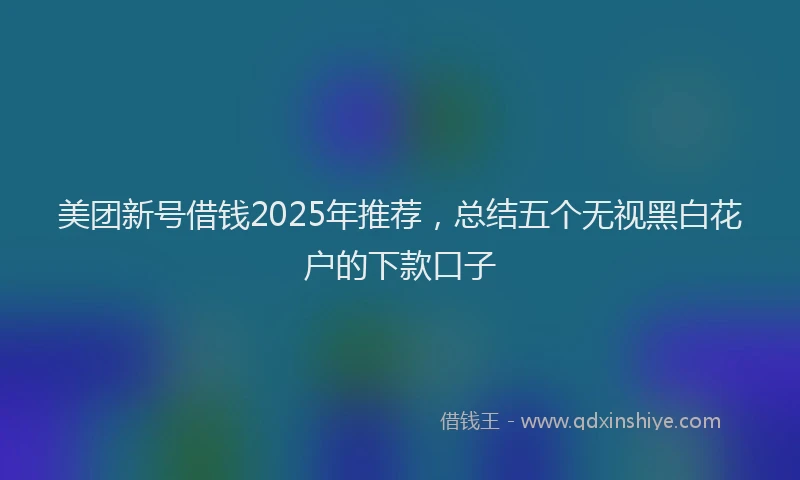 美团新号借钱2025年推荐，总结五个无视黑白花户的下款口子