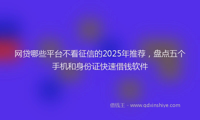 网贷哪些平台不看征信的2025年推荐，盘点五个手机和身份证快速借钱软件