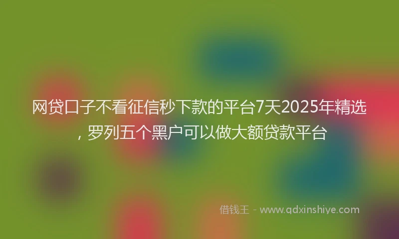 网贷口子不看征信秒下款的平台7天2025年精选，罗列五个黑户可以做大额贷款平台