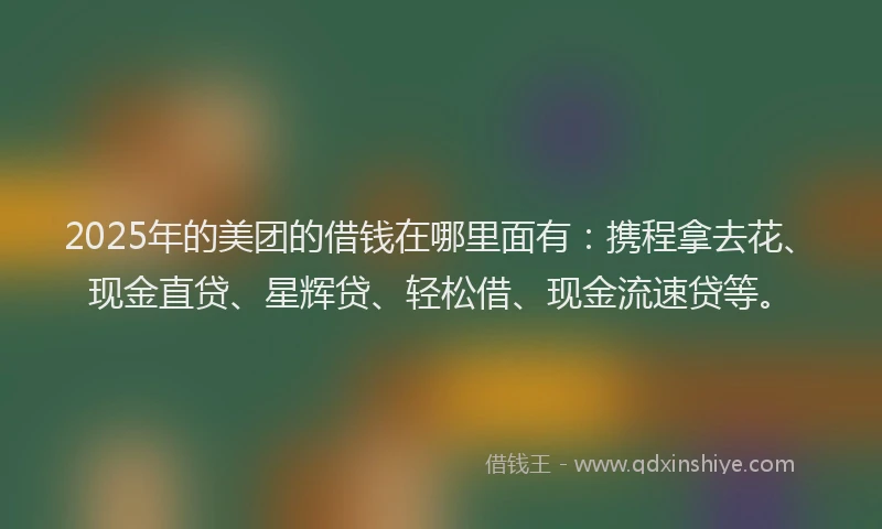 2025年的美团的借钱在哪里面有：携程拿去花、现金直贷、星辉贷、轻松借、现金流速贷等。