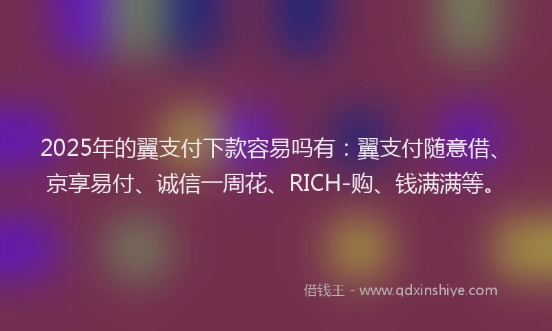 2025年的翼支付下款容易吗有：翼支付随意借、京享易付、诚信一周花、RICH-购、钱满满等。