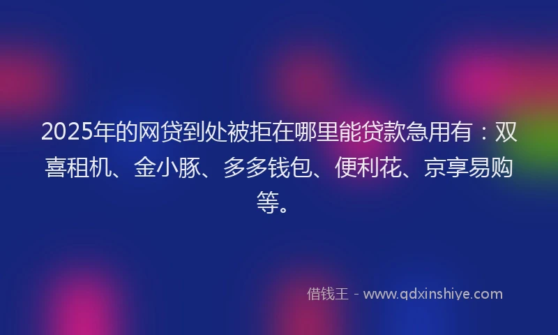 2025年的网贷到处被拒在哪里能贷款急用有：双喜租机、金小豚、多多钱包、便利花、京享易购等。