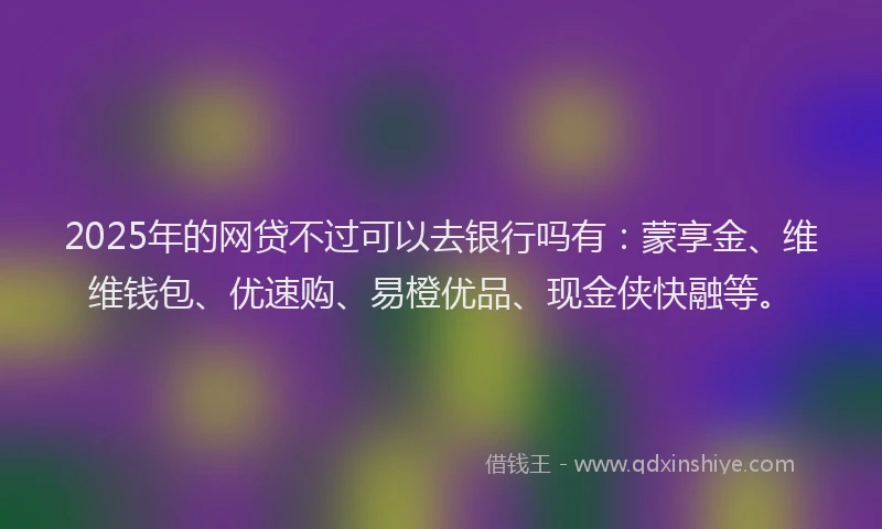 2025年的网贷不过可以去银行吗有：蒙享金、维维钱包、优速购、易橙优品、现金侠快融等。