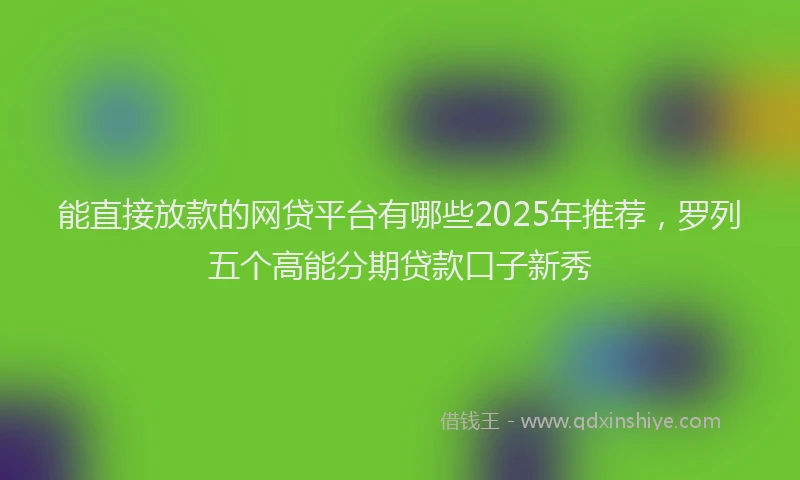 能直接放款的网贷平台有哪些2025年推荐，罗列五个高能分期贷款口子新秀