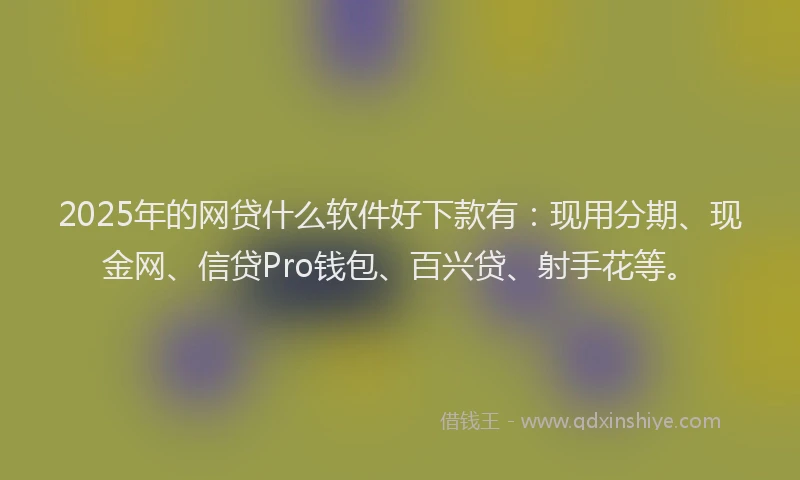 2025年的网贷什么软件好下款有：现用分期、现金网、信贷Pro钱包、百兴贷、射手花等。