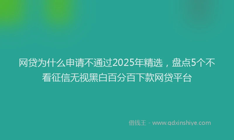 网贷为什么申请不通过2025年精选，盘点5个不看征信无视黑白百分百下款网贷平台