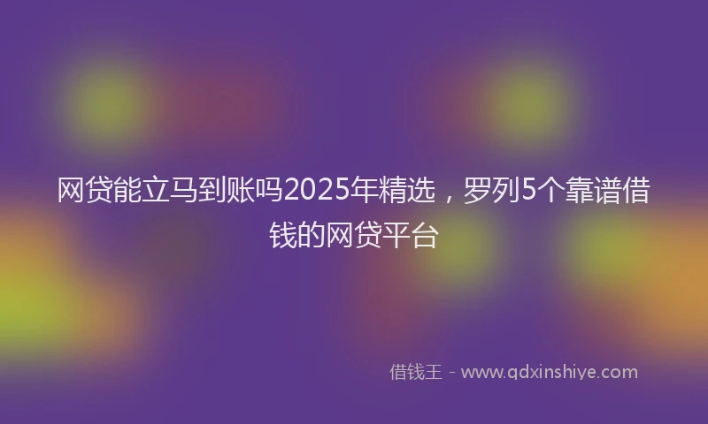 网贷能立马到账吗2025年精选，罗列5个靠谱借钱的网贷平台