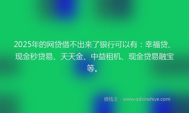 2025年的网贷借不出来了银行可以有：幸福贷、现金秒贷易、天天金、中益租机、现金贷易融宝等。