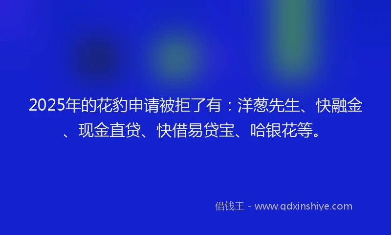 2025年的花豹申请被拒了有：洋葱先生、快融金、现金直贷、快借易贷宝、哈银花等。