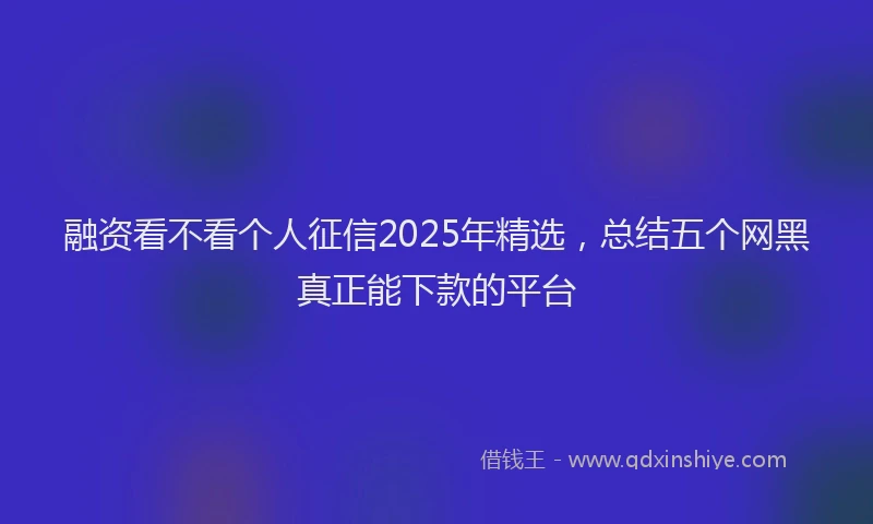 融资看不看个人征信2025年精选，总结五个网黑真正能下款的平台