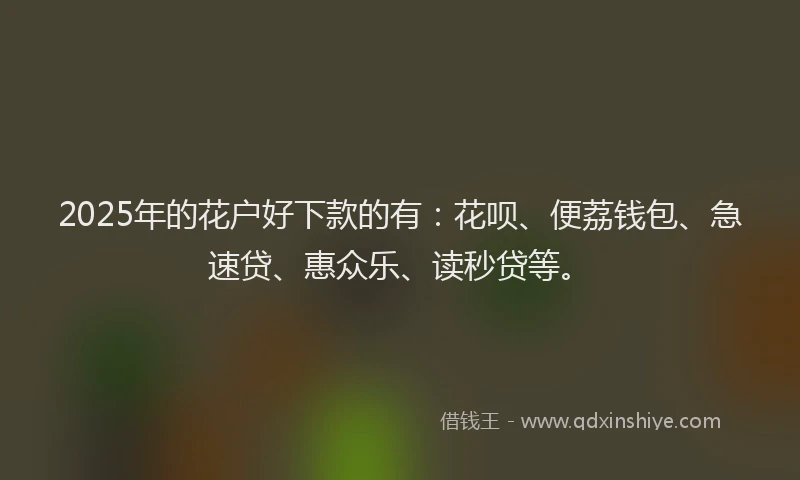 2025年的花户好下款的有：花呗、便荔钱包、急速贷、惠众乐、读秒贷等。