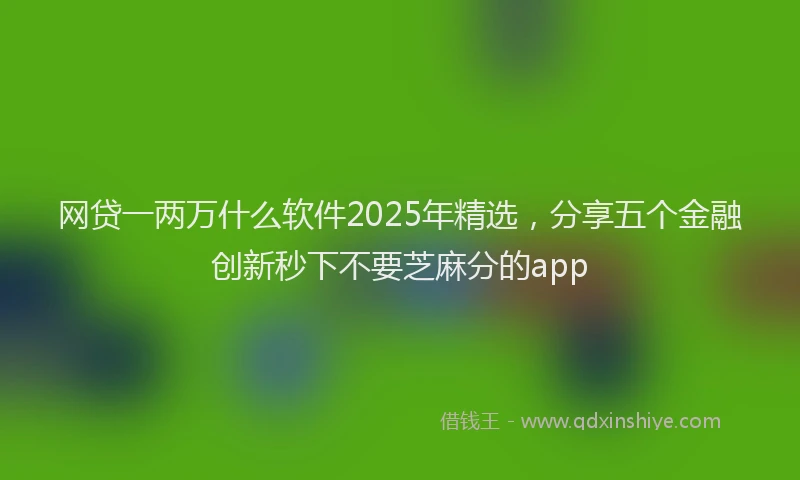 网贷一两万什么软件2025年精选，分享五个金融创新秒下不要芝麻分的app