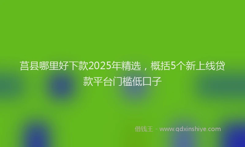 莒县哪里好下款2025年精选，概括5个新上线贷款平台门槛低口子