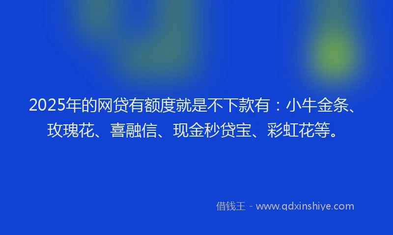 2025年的网贷有额度就是不下款有：小牛金条、玫瑰花、喜融信、现金秒贷宝、彩虹花等。