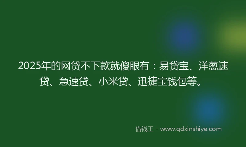 2025年的网贷不下款就傻眼有：易贷宝、洋葱速贷、急速贷、小米贷、迅捷宝钱包等。