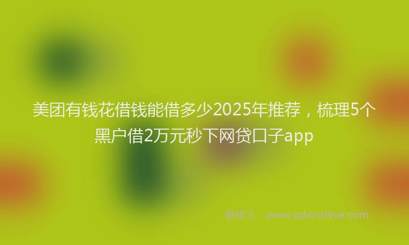 美团有钱花借钱能借多少2025年推荐，梳理5个黑户借2万元秒下网贷口子app