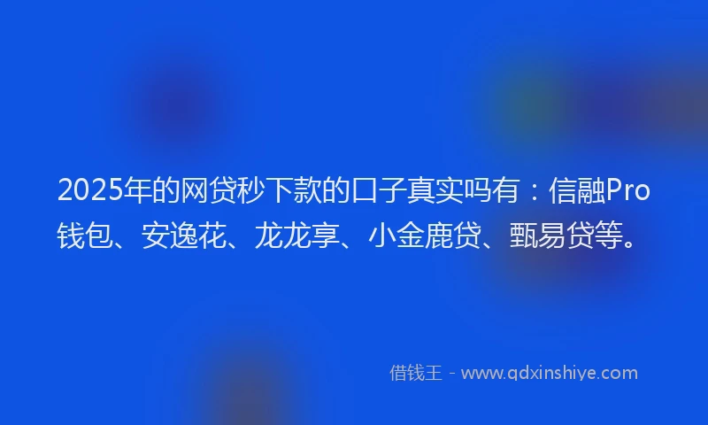 2025年的网贷秒下款的口子真实吗有：信融Pro钱包、安逸花、龙龙享、小金鹿贷、甄易贷等。