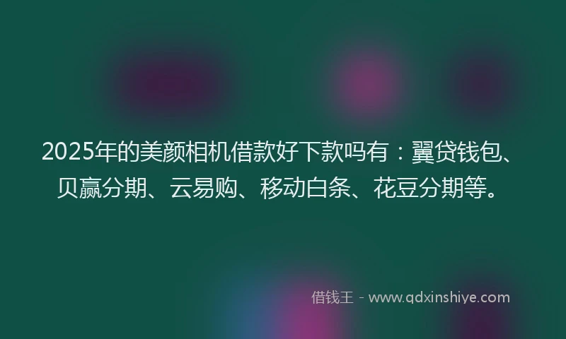 2025年的美颜相机借款好下款吗有：翼贷钱包、贝赢分期、云易购、移动白条、花豆分期等。