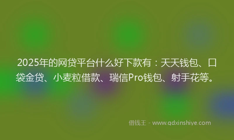2025年的网贷平台什么好下款有：天天钱包、口袋金贷、小麦粒借款、瑞信Pro钱包、射手花等。