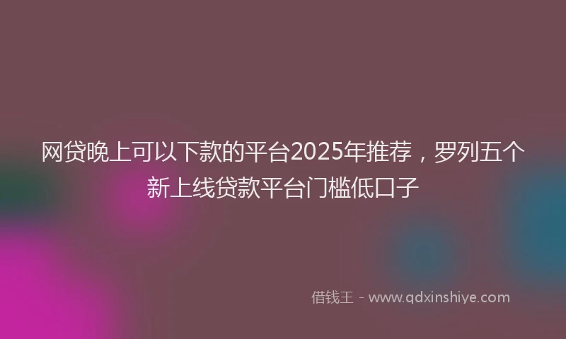 网贷晚上可以下款的平台2025年推荐，罗列五个新上线贷款平台门槛低口子