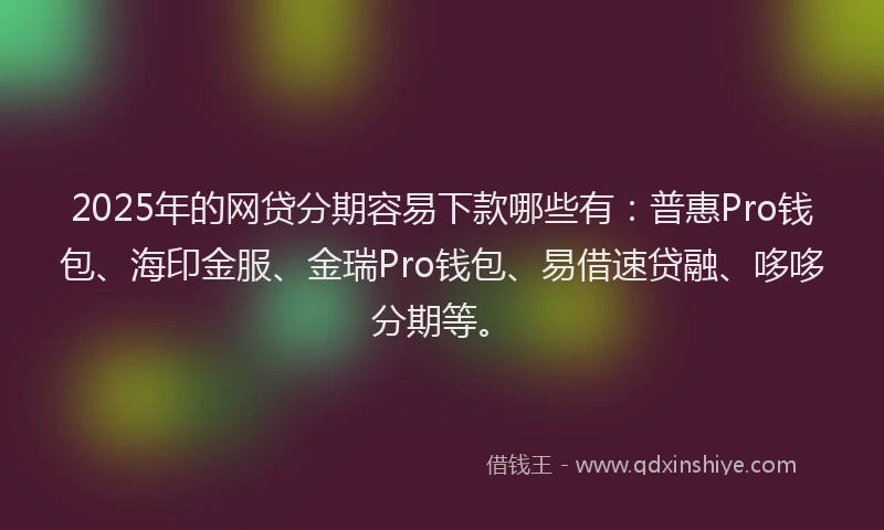 2025年的网贷分期容易下款哪些有：普惠Pro钱包、海印金服、金瑞Pro钱包、易借速贷融、哆哆分期等。