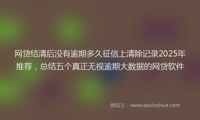 网贷结清后没有逾期多久征信上清除记录2025年推荐，总结五个真正无视逾期大数据的网贷软件