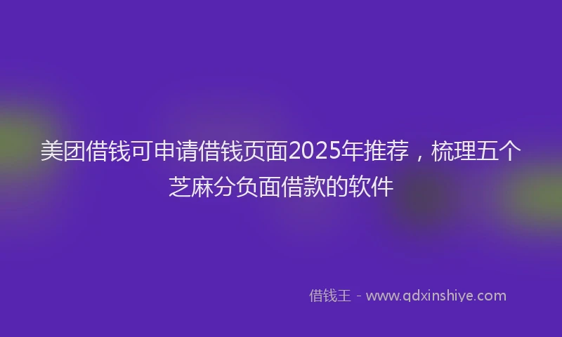 美团借钱可申请借钱页面2025年推荐，梳理五个芝麻分负面借款的软件