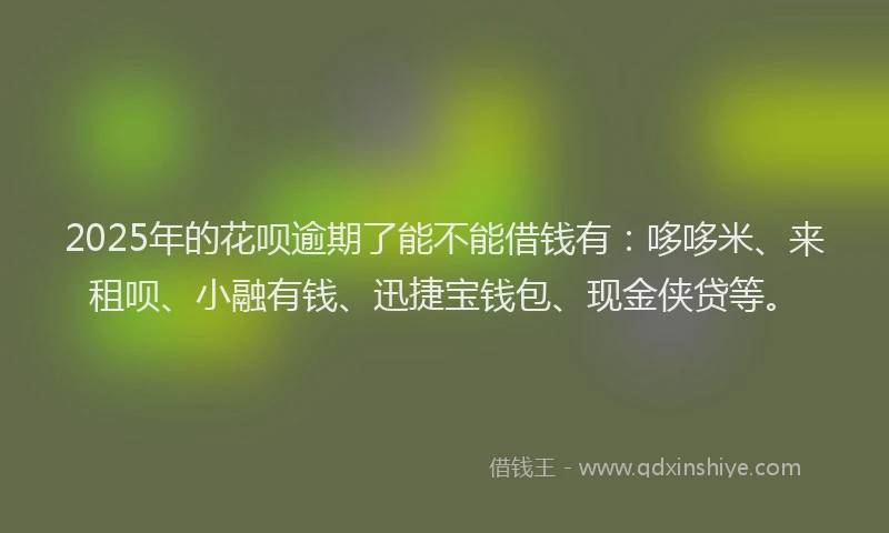 2025年的花呗逾期了能不能借钱有：哆哆米、来租呗、小融有钱、迅捷宝钱包、现金侠贷等。