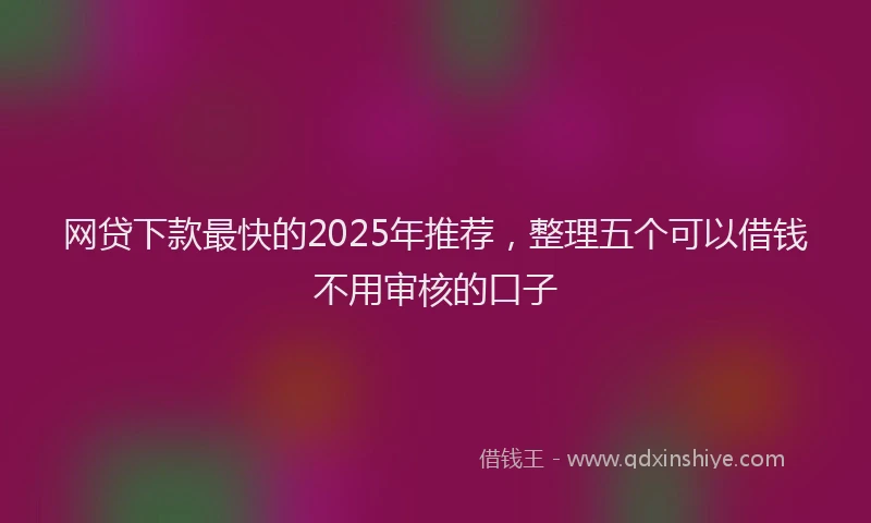 网贷下款最快的2025年推荐，整理五个可以借钱不用审核的口子