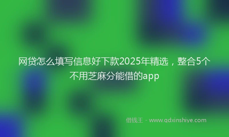 网贷怎么填写信息好下款2025年精选，整合5个不用芝麻分能借的app